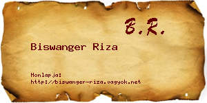 Biswanger Riza névjegykártya